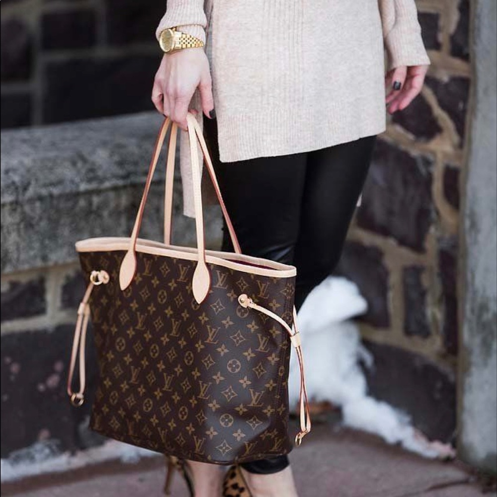 2021 New Louis Vuitton Neverfull MM Monogram Peony